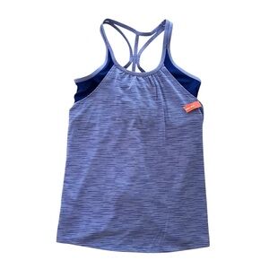 Joe Fresh Active Girls L 10-12 Blue Space Dye Strappy Sports Bra & Athletic Tank